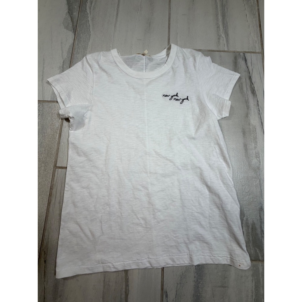 Rag & Bone New York Organic Pima Cotton Embroidered Tee White M